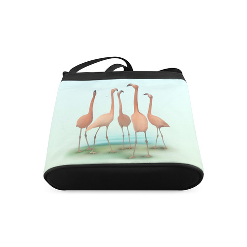 Flamingo Mingle, watercolor, birds Crossbody Bags (Model 1613)
