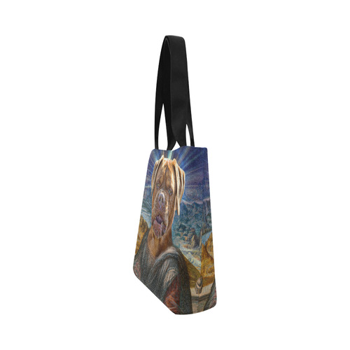 Funny Art BULLDOG MONA LISA Canvas Tote Bag (Model 1657)