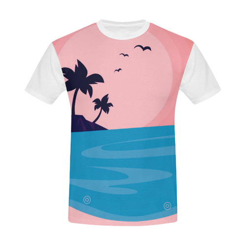 HI, Vacation! Original designers t-shirt with Sea and Palms / pink edition All Over Print T-Shirt for Men (USA Size) (Model T40)