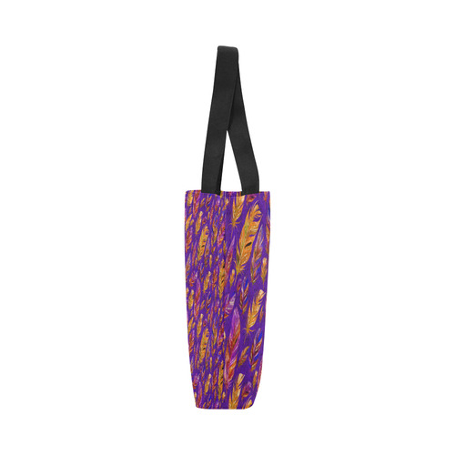 Watercolor Feathers And Dots Pattern Purple Canvas Tote Bag (Model 1657)