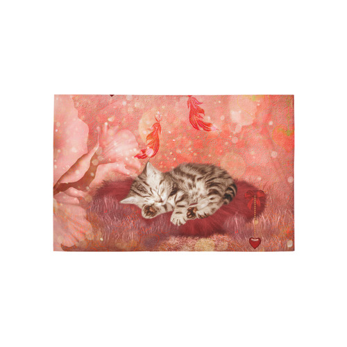 Sweet little sleeping kitten Area Rug 5'x3'3''