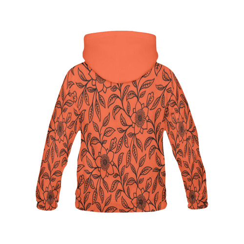 Vintage Lace Floral Flame All Over Print Hoodie for Women (USA Size) (Model H13)
