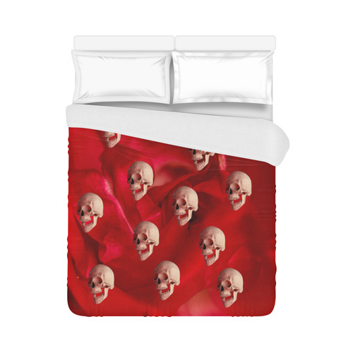 Funny Skull and Red Rose Duvet Cover 86"x70" ( All-over-print)