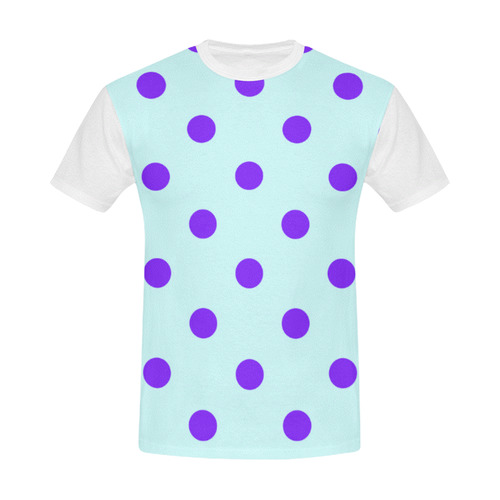 Designers t-shirt blue with Purple dots All Over Print T-Shirt for Men (USA Size) (Model T40)