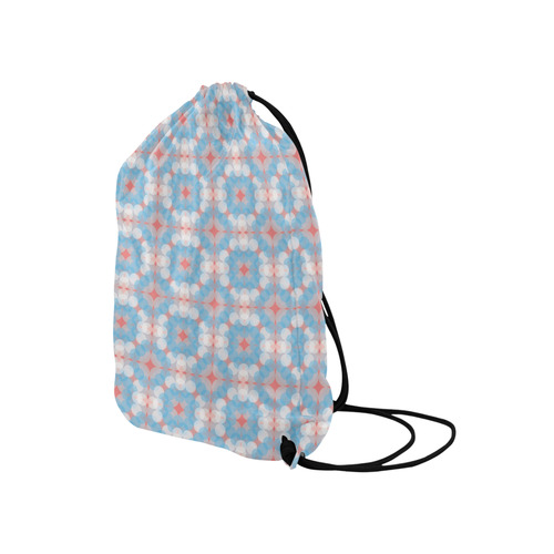 Blue Kaleidoscope Pattern Medium Drawstring Bag Model 1604 (Twin Sides) 13.8"(W) * 18.1"(H)