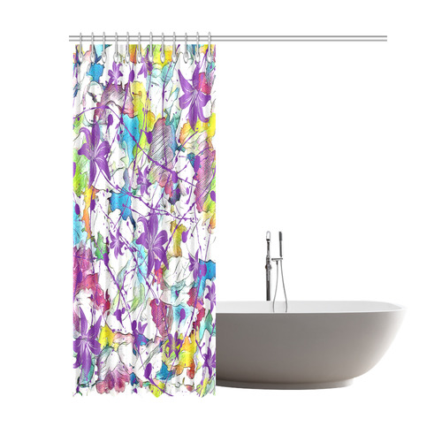 Lilac Lillis Abtract Splash Shower Curtain 69"x84"