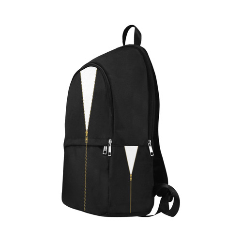 ZIPPER metal gold Black Background Fabric Backpack for Adult (Model 1659)