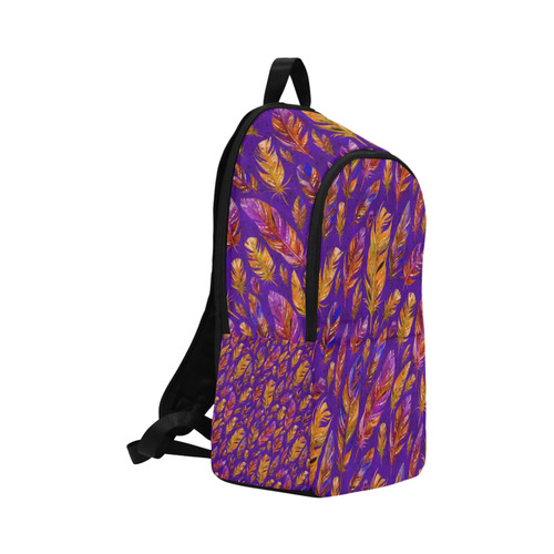 Watercolor Feathers And Dots Pattern Purple Fabric Backpack for Adult (Model 1659)