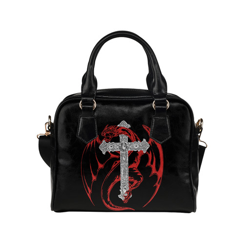 Dragon Cross Gothic Art Shoulder Handbag (Model 1634)