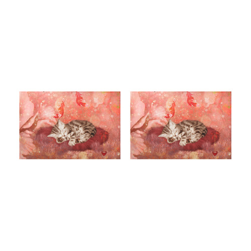 Sweet little sleeping kitten Placemat 12’’ x 18’’ (Two Pieces)