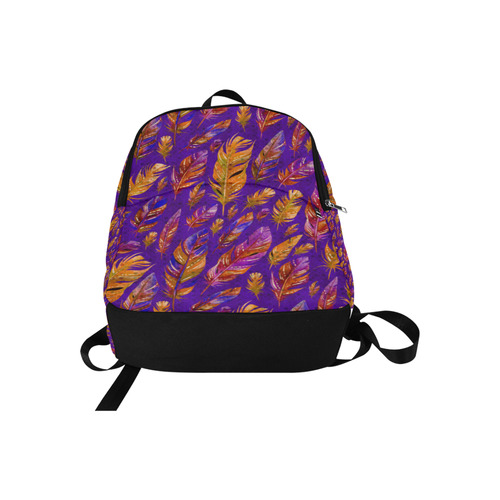 Watercolor Feathers And Dots Pattern Purple Fabric Backpack for Adult (Model 1659)