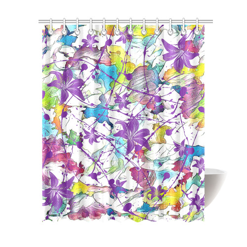 Lilac Lillis Abtract Splash Shower Curtain 69"x84"