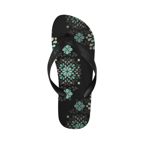 Green on black, seamless pattern with atmosphere Flip Flops for Men/Women (Model 040)