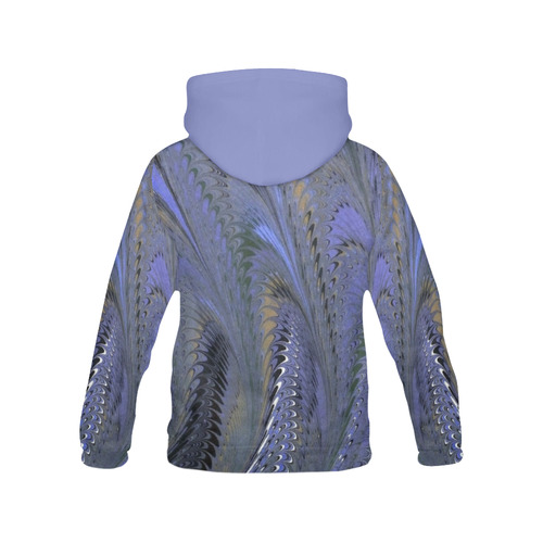 Retro Marbleized Waves Blue All Over Print Hoodie for Women (USA Size) (Model H13)