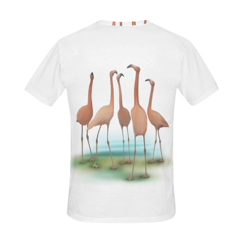 Flamingo Mingle, watercolor, birds All Over Print T-Shirt for Men (USA Size) (Model T40)