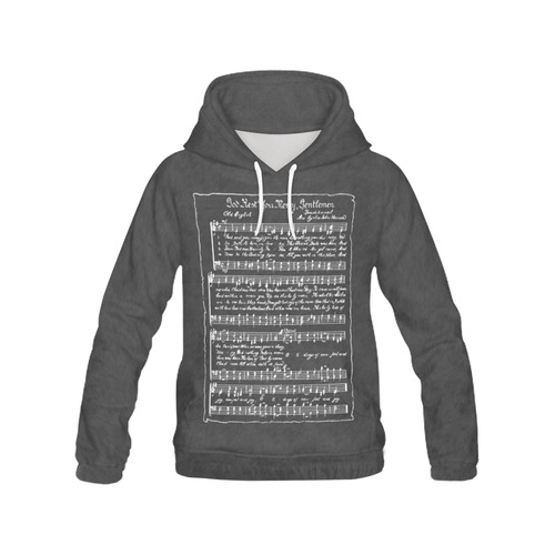 God Rest Ye Merry Gentlemen Chalkboard All Over Print Hoodie for Women (USA Size) (Model H13)