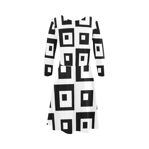 Black & White Cubes 3/4 Sleeve Sundress (D23)