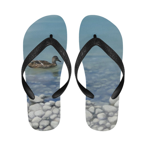 Swimming Duck, watercolor bird Flip Flops for Men/Women (Model 040)