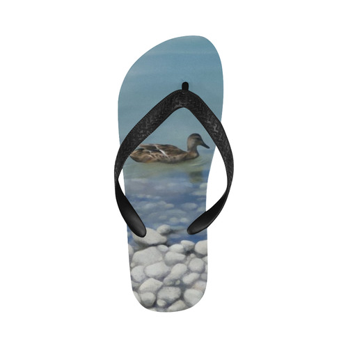 Swimming Duck, watercolor bird Flip Flops for Men/Women (Model 040)