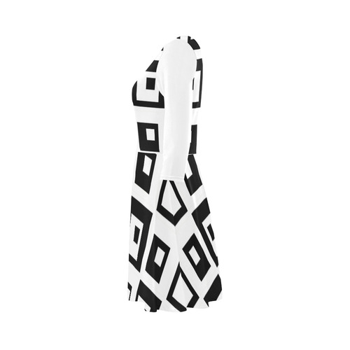 Black & White Cubes 3/4 Sleeve Sundress (D23)