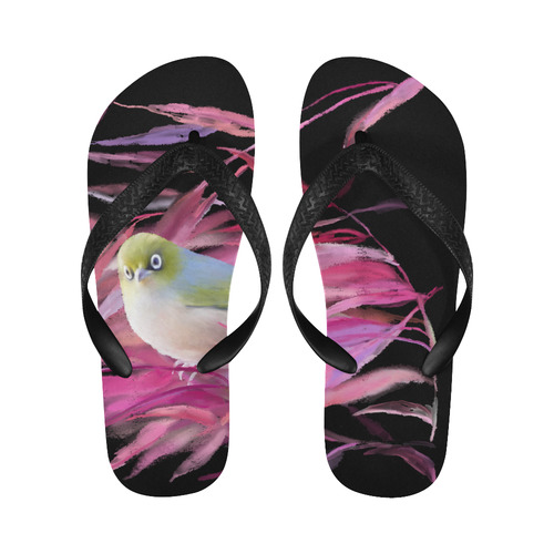 Cute little SilverEye, angry bird watercolor Flip Flops for Men/Women (Model 040)