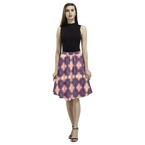 Purple Kaleidoscope Pattern Melete Pleated Midi Skirt (Model D15)