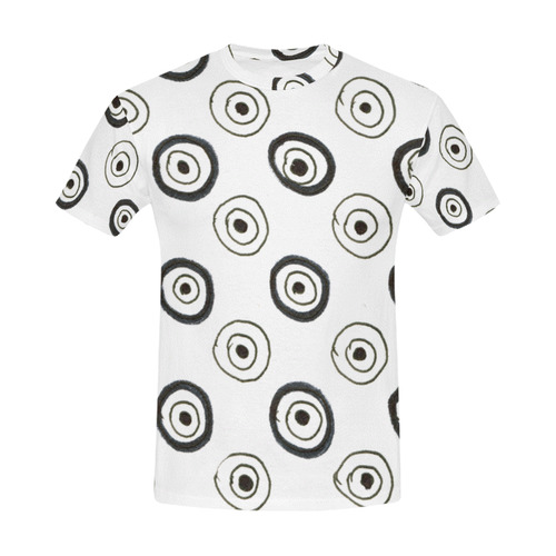 DESIGNERS t-shirt white with Black circles All Over Print T-Shirt for Men (USA Size) (Model T40)
