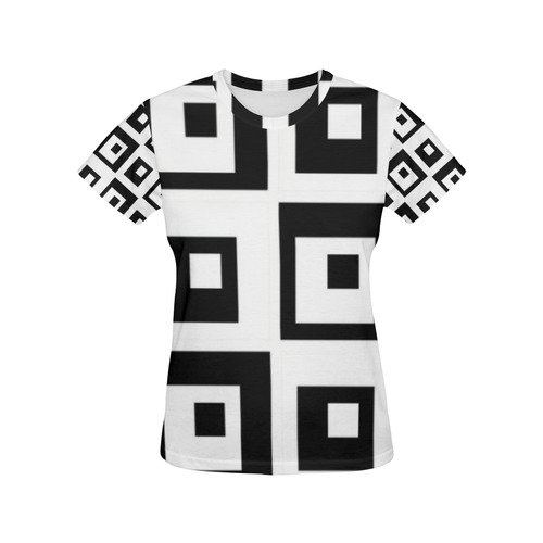 Black & White Cubes All Over Print T-Shirt for Women (USA Size) (Model T40)
