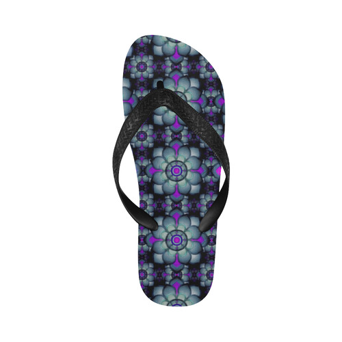 Hot Pink, teal pattern Flip Flops for Men/Women (Model 040)