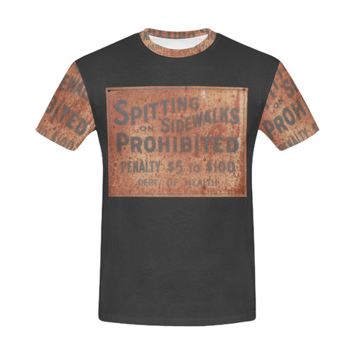 Spitting prohibited, penalty, photo All Over Print T-Shirt for Men (USA Size) (Model T40)