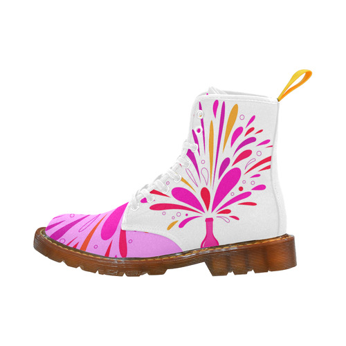 DESIGNERS PARTY SHOES : PINK WHITE Martin Boots For Women Model 1203H