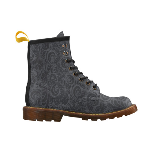 Denim with vintage floral pattern, black grey High Grade PU Leather Martin Boots For Men Model 402H