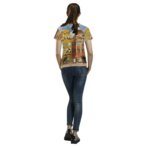 Fairy Tale Town, low poly All Over Print T-Shirt for Women (USA Size) (Model T40)