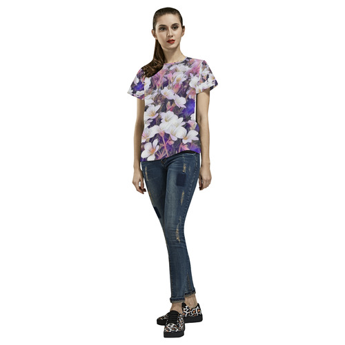 Floral ArtStudio 34 A by JamColors All Over Print T-Shirt for Women (USA Size) (Model T40)