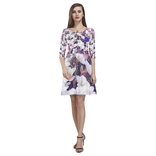 Floral ArtStudio 34 A by JamColors Tethys Half-Sleeve Skater Dress(Model D20)