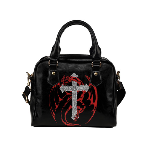 Dragon Cross Gothic Art Shoulder Handbag (Model 1634)