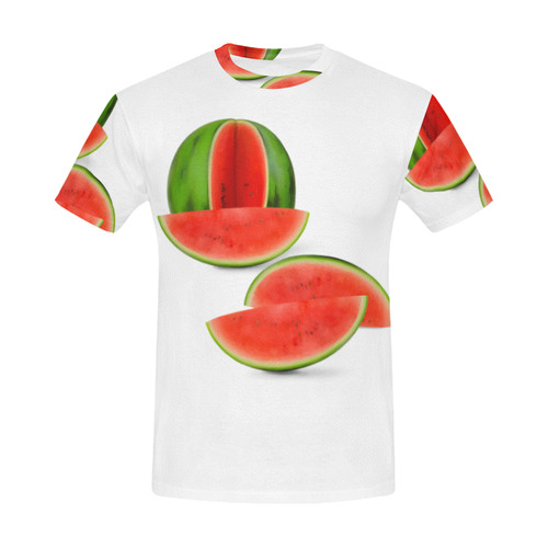 Watercolor Watermelon, red, green and sweet All Over Print T-Shirt for Men (USA Size) (Model T40)