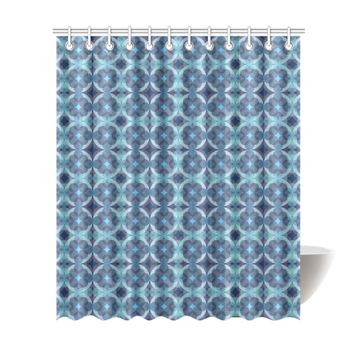 Sapphire Kaleidoscope Pattern Shower Curtain 72"x84"