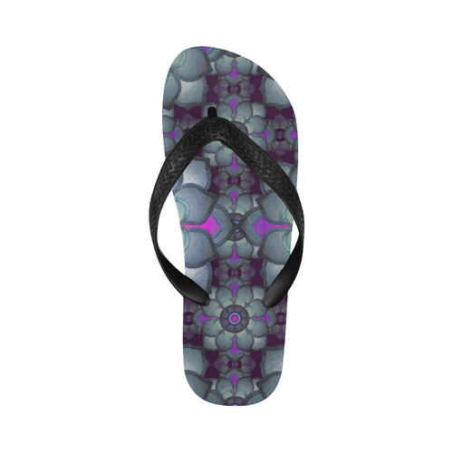 Hot Pink and teal pattern Flip Flops for Men/Women (Model 040)