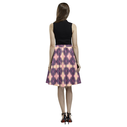 Purple Kaleidoscope Pattern Melete Pleated Midi Skirt (Model D15)