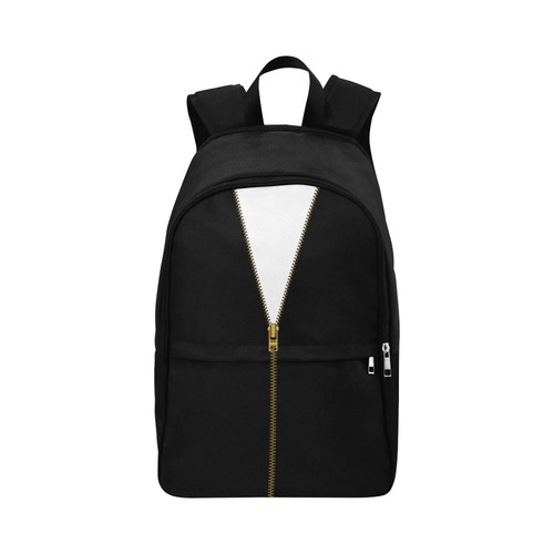 ZIPPER metal gold Black Background Fabric Backpack for Adult (Model 1659)
