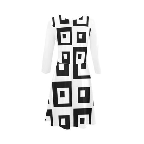 Black & White Cubes 3/4 Sleeve Sundress (D23)