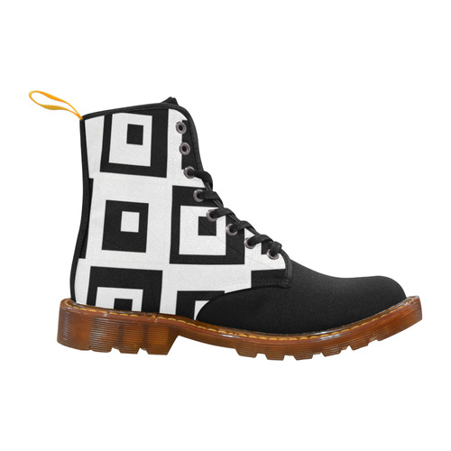 Black & White Cubes Martin Boots For Women Model 1203H