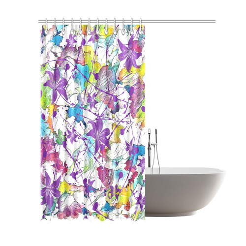 Lilac Lillis Abtract Splash Shower Curtain 69"x84"