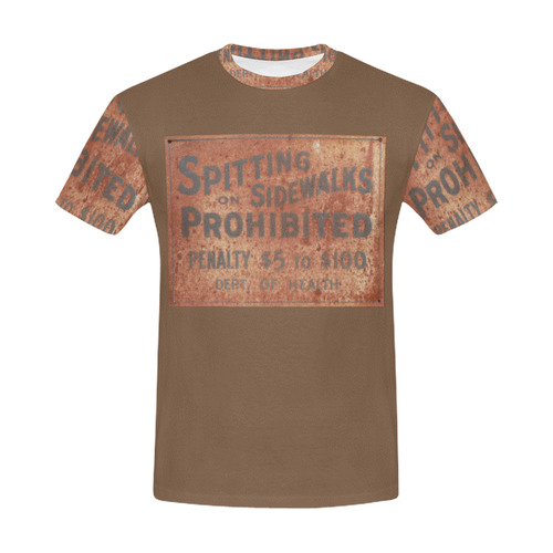 Spitting prohibited, penalty, photo All Over Print T-Shirt for Men (USA Size) (Model T40)