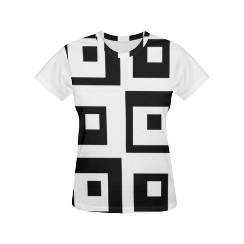 Black & White Cubes All Over Print T-Shirt for Women (USA Size) (Model T40)