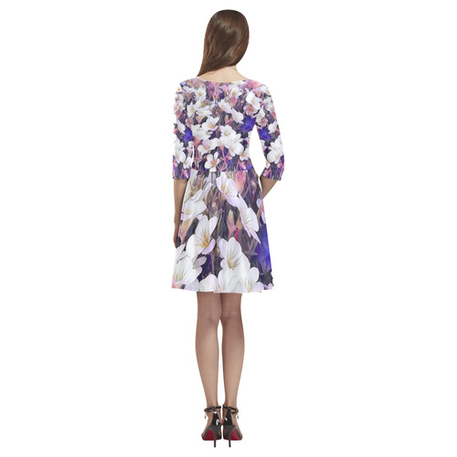 Floral ArtStudio 34 A by JamColors Tethys Half-Sleeve Skater Dress(Model D20)