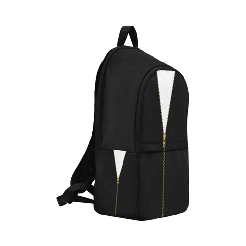 ZIPPER metal gold Black Background Fabric Backpack for Adult (Model 1659)