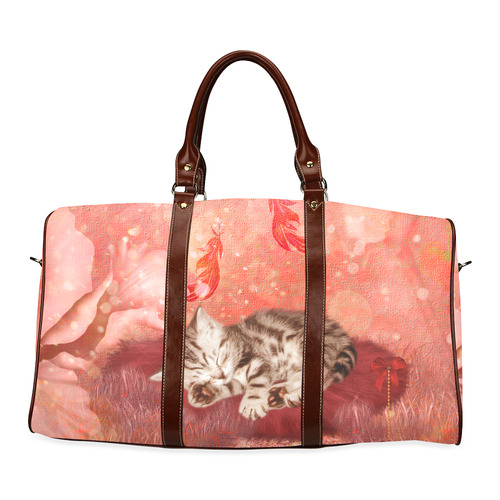 Sweet little sleeping kitten Waterproof Travel Bag/Large (Model 1639)