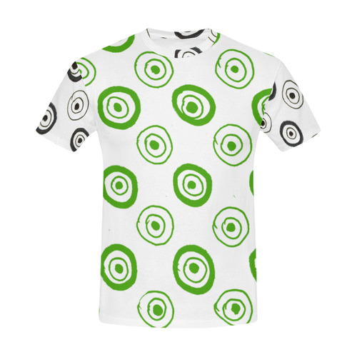 Designers t-shirt with circles / Green, white, black All Over Print T-Shirt for Men (USA Size) (Model T40)